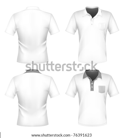 Vector. Men'S Polo Shirt Design Template With Pocket (Front And Back ...