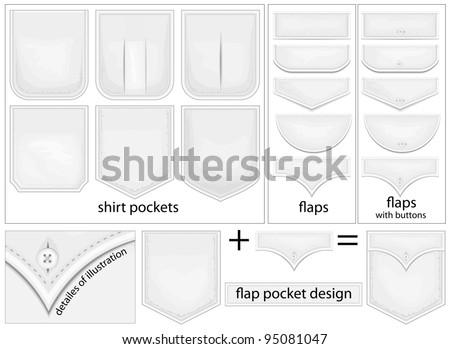 Vector. Flap Pockets Design. Collection Of Shirt Pockets - 95081047 ...