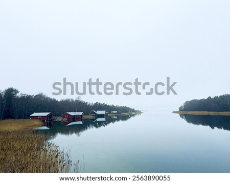 Similar – Image, Stock Photo Boathouse on the shore of a lake