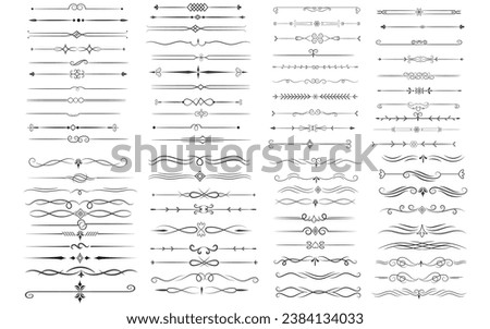 Page Divider And Design Elements. Set of Various Simple Black Divider Design, Assorted Divider Collection Template Vector. Collection of floral dividers elements mega decoration for Calligraphy.