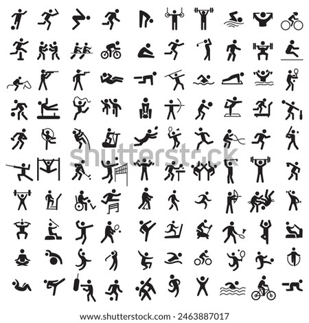 Sports icon set. Shapes Sports, Sports icon collection, Active lifestyle people and icon set, runners active lifestyle icons.