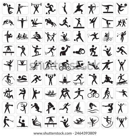 Sports icon set. Shapes Sports, Sports icon collection, Active lifestyle people and icon set, runners active lifestyle icons.