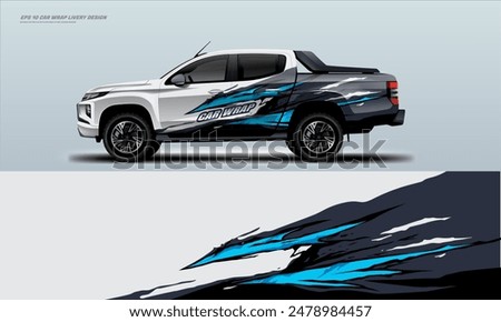 Sporty pick up truck car wrap livery design ready print decal fit on universal pick up truck vecihles