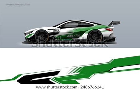 Sporty Racing Car wrap livery design. vinyl sticker design in vector file