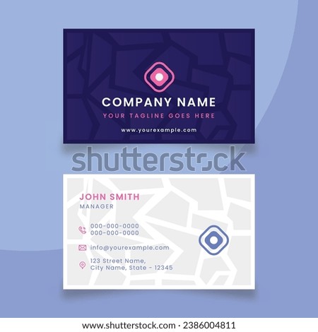 Violet business card with off white and violet mozaik background