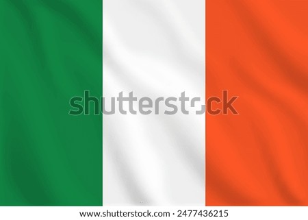 3d illustration waving flag of Ireland. Vector flag of Ireland. Symbol of Ireland.