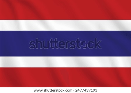 3d illustration waving flag of Thailand. Vector flag of Tailand. Symbol of Thailand.