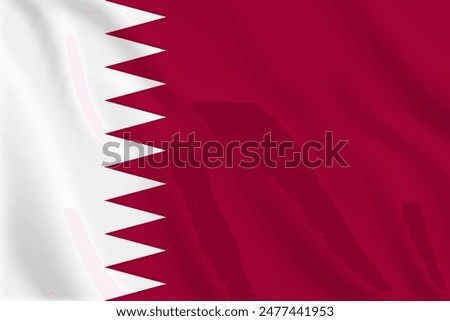 3d illustration waving flag of Qatar. Vector flag of Qatar. Symbol of Qatar.