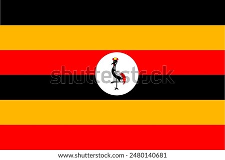 Uganda waving flag pattern background. Realistic national flag design. Abstract vector template.