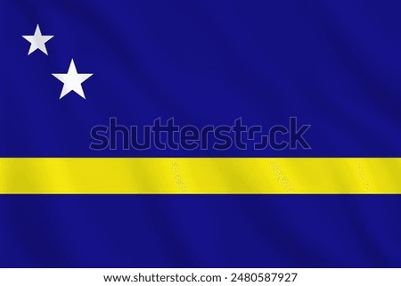 3d illustration waving flag of Curacao. Vector flag of Curacao. Symbol of Curacao.