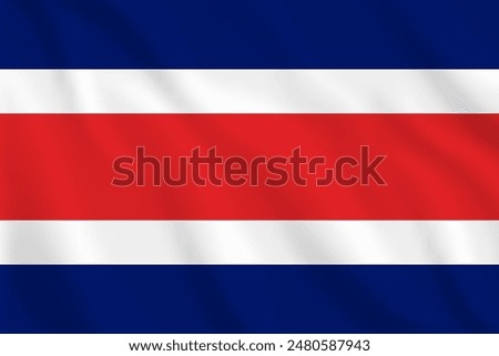 3d illustration waving flag of Costa Rica. Vector flag of Costa Rica. Symbol of Costa Rica.