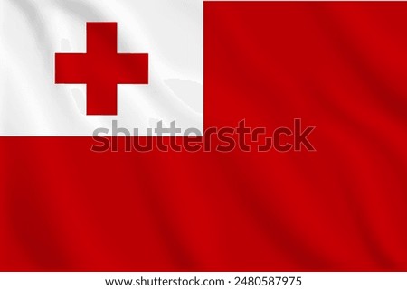 3d illustration waving flag of Tonga. Vector flag of Tonga. Symbol of Tonga.