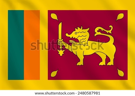 3d illustration waving flag of Sri Lanka. Vector flag of Sri Lanka. Symbol of Sri Lanka.