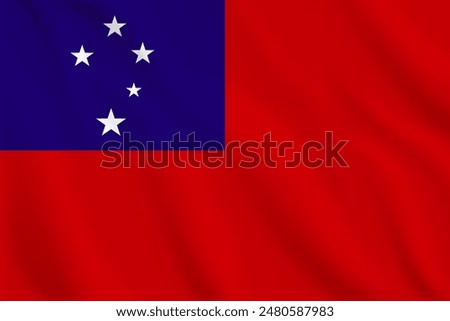 3d illustration waving flag of Samoa. Vector flag of Samoa. Symbol of Samoa.