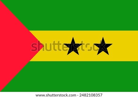 Tome And Príncipe flag pattern background. Realistic national flag design. Abstract vector template.