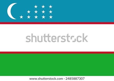 Uzbekistan flag pattern background. Realistic national flag design. Abstract vector template