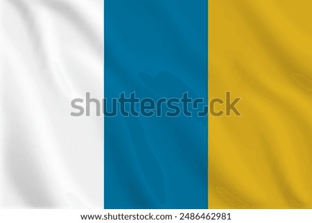 3d illustration waving flag of Canary Islands. Vector flag of Canary Islands Symbol of Canary Islands.