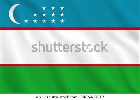 3d illustration waving flag of Uzbekistan. Vector flag of Uzbekistan. Symbol of Uzbekistan.