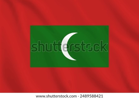 3d illustration waving flag of Maldives. Vector flag of Maldives. Symbol of Maldives.