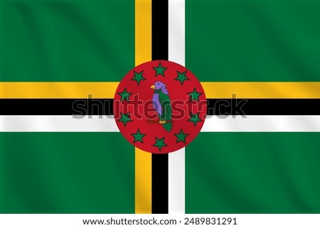 3d illustration waving flag of Dominica. Vector flag of Dominica. Symbol of Dominica.