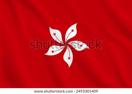 3d illustration waving flag of Hong Kong. Vector flag of Hong Kong Symbol of Hong Kong.