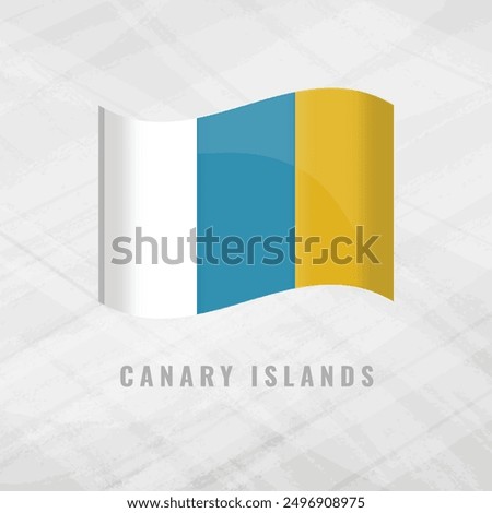 3d illustration waving flag of Canary Islands. on Grey Background with copy space Vector flag of Canary Islands Symbol of Canary Islands.