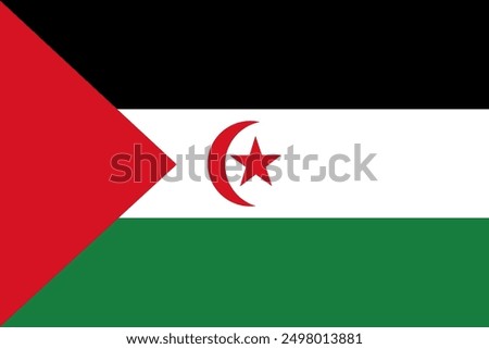 Western Sahara flag pattern background. Realistic national flag design. Abstract vector template.