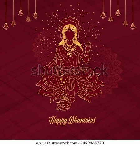 Creative banner design of Indian festival happy Dhanteras template with Goddess Laxmi.