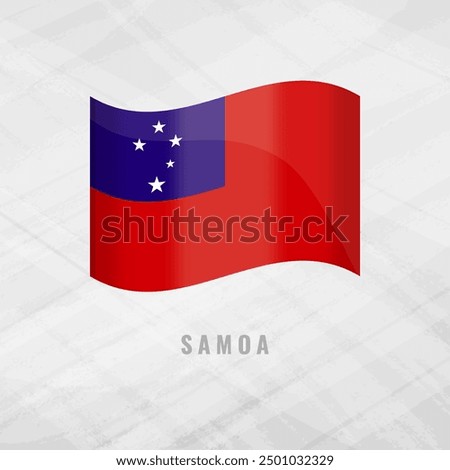 3d illustration waving flag of Samoa. Vector flag of Samoa.on Grey Background Symbol of Samoa.