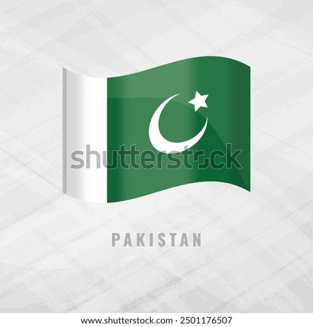 3d illustration waving flag of Pakistan Vector flag of Pakistan.on Grey Background with copy space. Symbol of Pakistan.