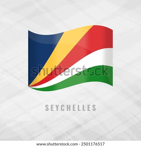 3d illustration waving flag of Seychelles. Vector flag of Seychelles. on Grey Background Symbol of Seychelles.