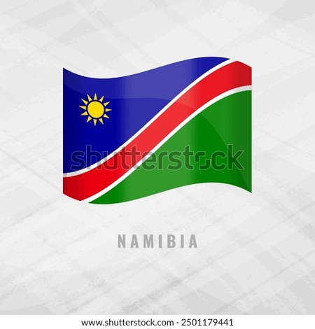 3d illustration waving flag of Namibia. Vector flag of Namibia. on Grey Background . Symbol of Namibia.