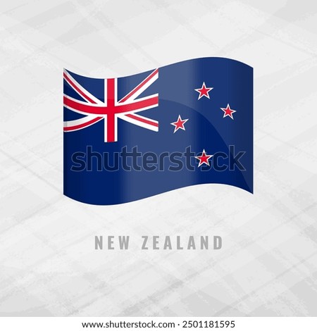 3d illustration waving flag of New Zealands. Vector flag of New Zealands on Grey Background . Symbol of New Zealands.