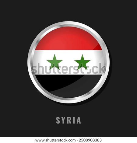 Syria round framed national flag. Circular glossy flag of Syria.