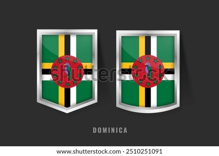 Vector Illustration of DOMINICA Label Logo. DOMINICA Badge Sign DOMINICA With Flag, Dominican Product Label Banners Template.