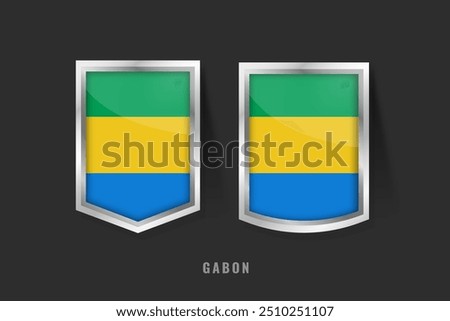 Vector Illustration of GABON Label Logo. GABON Badge Sign GABON With Flag, Gabonese Product Label Banners Template.