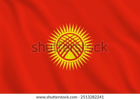 3d illustration waving flag of Kyrgyzstan. Vector flag of Kyrgyzstan. Symbol of Kyrgyzstan.