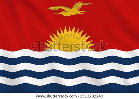 3d illustration waving flag of Kiribati. Vector flag of Kiribati. Symbol of Kiribati.