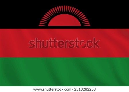 3d illustration waving flag of Malawi. Vector flag of Malawi. Symbol of Malawi.