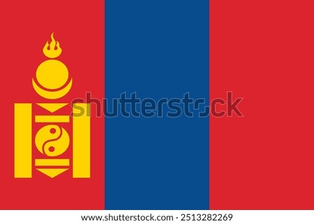 Mongolia flag pattern background. Realistic national flag design. Abstract vector template.