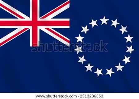 3d illustration waving flag of Cook Islands. Vector flag of Cook Islands. Symbol of Cook Islands.