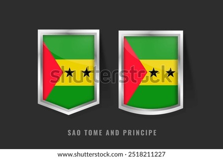 Vector Illustration of SAO TOME Label Logo. SAO TOME Badge Sign SAO TOME With Flag, São Tomean Product Label Banners Template.