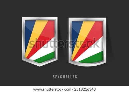 Vector Illustration of SEYCHELLES Label Logo. SEYCHELLES Badge Sign SEYCHELLES With Flag, Seychellois Product Label Banners Template.