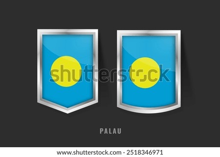 Vector Illustration of PALAU Label Logo. PALAU Badge Sign PALAU With Flag, Palauan Product Label Banners Template.