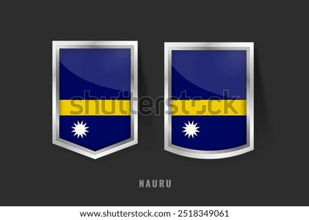 Vector Illustration of NAURU Label Logo. NAURU Badge Sign NAURU With Flag, Nauruan Product Label Banners Template.