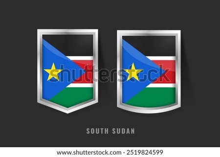 Vector Illustration of SOUTH SUDAN Label Logo. SOUTH SUDAN Badge Sign SOUTH SUDAN With Flag, South Sudanese Product Label Banners Template