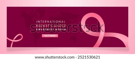 Beautiful breast cancer awareness campaign banner with pink ribbon symbols on gradient pastel light pink background and space for text