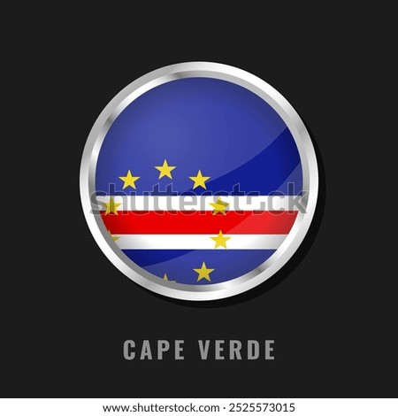 Cape Verde round framed national flag. Circular glossy flag of Cape Verde.