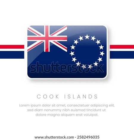 National Cook Island Flag.Vector Cook Island Button Flag. Realistic National Flag Design and Vector Template.