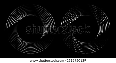 Circular spiral sound wave rhythm from lines.vector